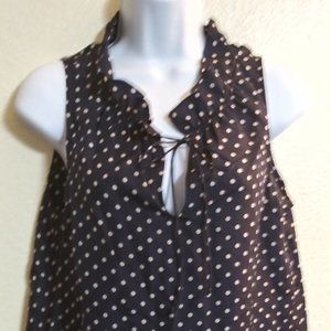 J. Crew Silk Polka Dot Ruffle Top